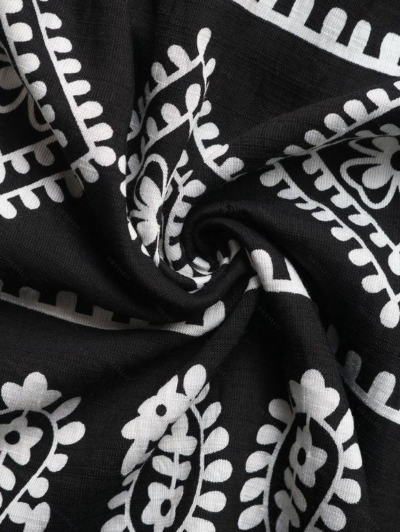 Robe ethnique à imprimé géométrique et nœud papillon, robe de vacances - Noir XL | US 10