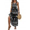Robe ethnique à imprimé géométrique et nœud papillon, robe de vacances - Noir M | US 6