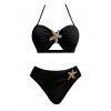 Ensemble maillot de bain bikini de plage avec soutien-gorge à découpe étoile de mer et culotte échancrée - Noir XL | US 10