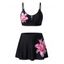 Ensemble maillot de bain de plage à imprimé floral, soutien-gorge push-up à armatures et jupe assortie - Rouge Rose XL | US 10