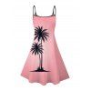 Robe de vacances à imprimé ombré cocotier et fines bretelles - Rose XXXXXL | US 20