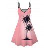 Robe de vacances à imprimé ombré cocotier et fines bretelles - Rose XXXXXL | US 20