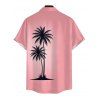 Chemise de vacances pour homme, imprimé cocotier ombré, boutonnée - Rose 5XL