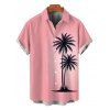 Chemise de vacances pour homme, imprimé cocotier ombré, boutonnée - Rose 5XL