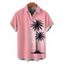 Chemise de vacances pour homme, imprimé cocotier ombré, boutonnée - Rose 5XL