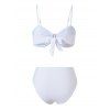 Ensemble maillot de bain de plage avec ornement métallique, nœud papillon dans le dos, culotte taille haute - Blanc XL | US 10