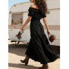 Robe de vacances unie à volants, épaules dénudées et manches bouffantes - Noir XL | US 10