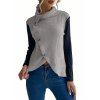Pull colorblock en maille à faux boutons et col châle - Gris XL | US 10