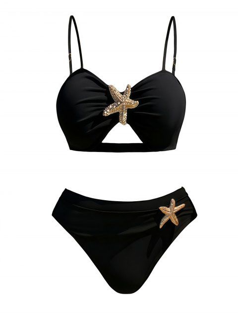Ensemble maillot de bain bikini de plage avec soutien-gorge à découpe étoile de mer et culotte échancrée