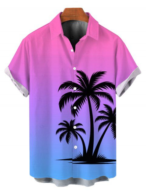 Chemise de vacances pour homme, imprimé cocotier ombré, à boutons, idéale pour la plage