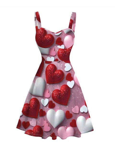 Robe de Saint-Valentin à imprimé cœur brillant et froncée