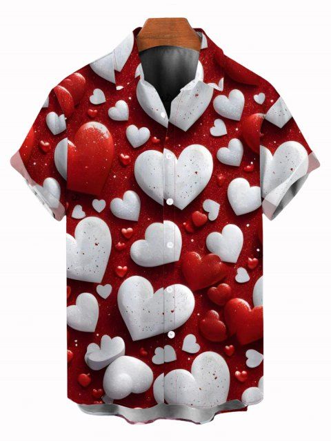 Chemise homme Saint-Valentin à imprimé cœur bicolore
