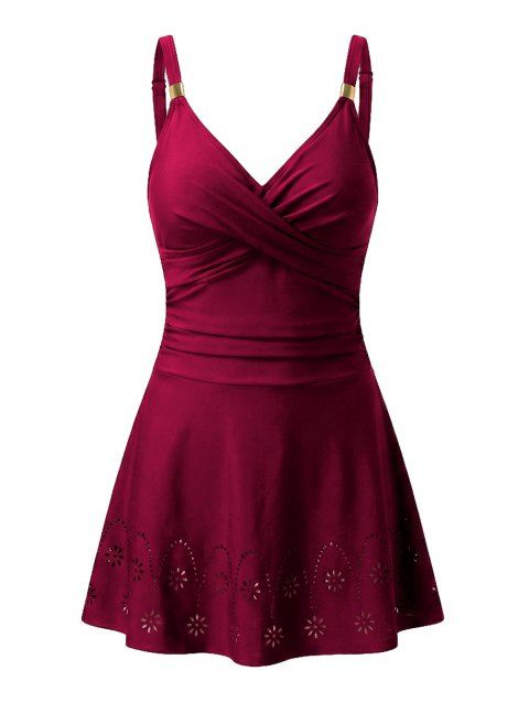 Maillot de bain une pièce de plage à imprimé floral croisé et ajouré, idéal pour les vacances