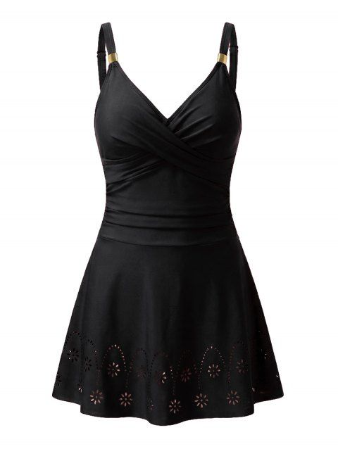 Maillot de bain une pièce de plage à imprimé floral croisé et ajouré, idéal pour les vacances