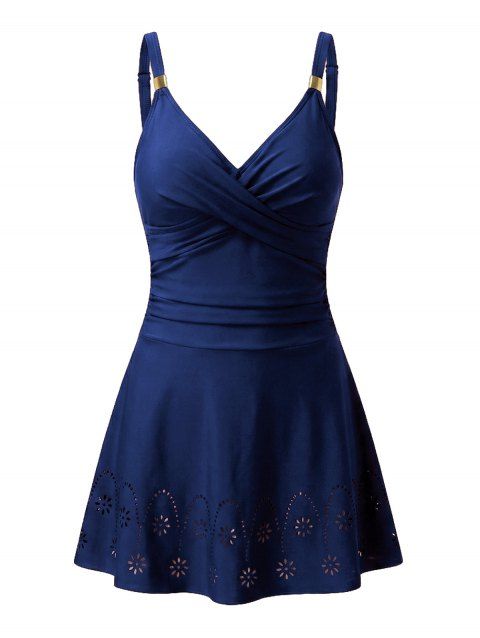 Maillot de bain une pièce de plage à imprimé floral croisé et ajouré, idéal pour les vacances