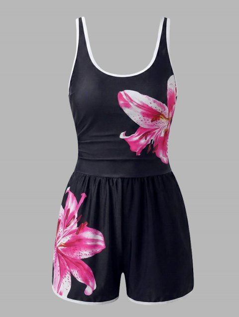 Maillot de bain de plage gainant à imprimé floral, shorty rembourré