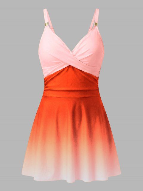 Maillot de bain une pièce de plage à imprimé ombré croisé froncé