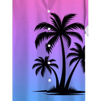 Men's Vacation Shirt for Beach Coconut Tree Print Ombre Button Up Shirt