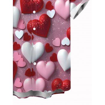 Men's Valentine's Day Shirt Colored Heart Shinny Print Button Up Shirt