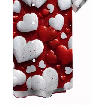 Valentine's Day Couple Outfit Bicolor Heart Print Ruched Dress and Shirt Set