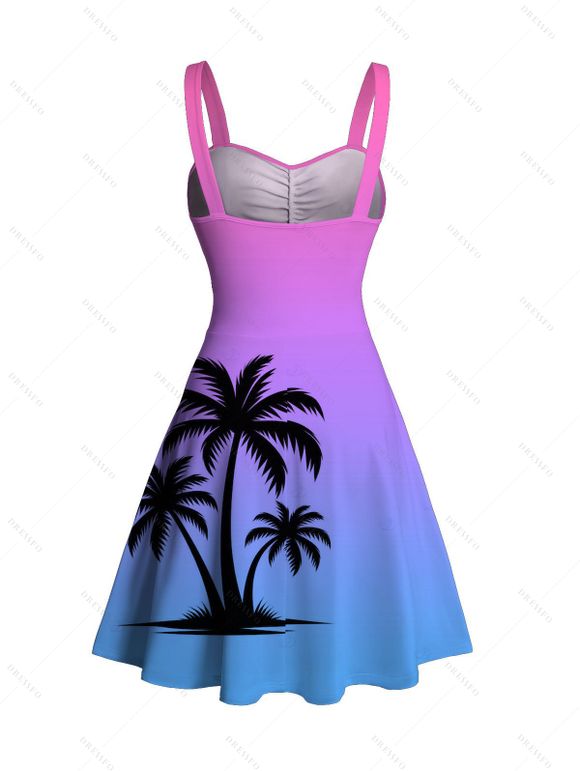 Robe de vacances pour la plage, imprimé cocotier, dégradé ombré, froncée - multicolor XXXXXL | US 20