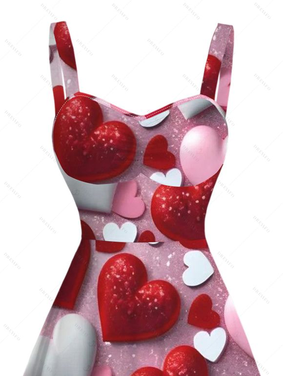 Robe de Saint-Valentin à imprimé cœur brillant et froncée - Rose clair XXXXXL | US 20