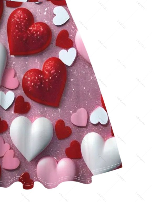 Robe de Saint-Valentin à imprimé cœur brillant et froncée - Rose clair XXXXXL | US 20