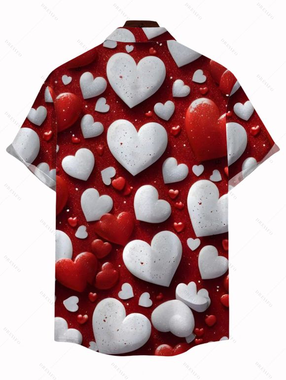Chemise homme Saint-Valentin à imprimé cœur bicolore - Rouge Cerise 5XL