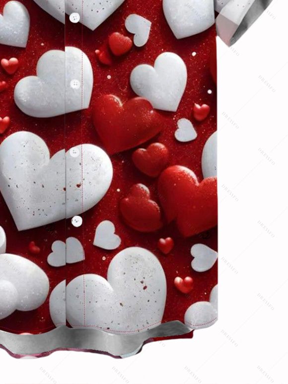 Chemise homme Saint-Valentin à imprimé cœur bicolore - Rouge Cerise 5XL