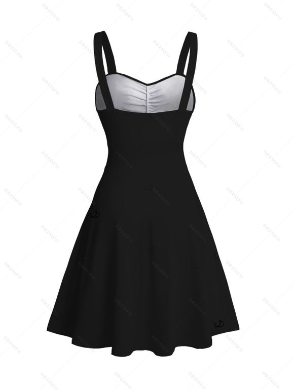 Vacation Outfit Flower Print Ruched Mini Dress and Tankini Swimsuit Set - Noir S | US 4