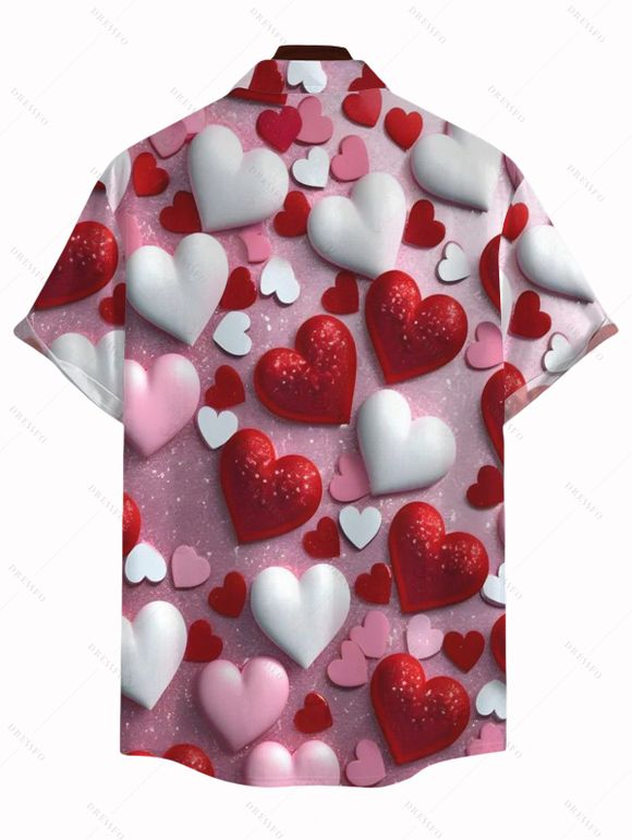 Valentine's Day Couple Outfit Heart Shinny Print Ruched Dress and Shirt Set - Rose clair S | US 4