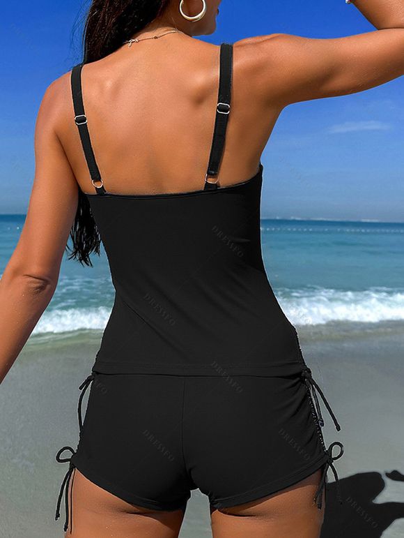 Maillot de bain tankini de plage à imprimé floral Lily, shorty resserré, maillot de bain de vacances - Rouge Rose S | US 4