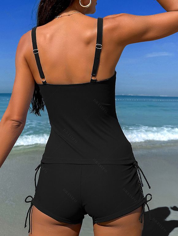 Maillot de bain tankini de plage à imprimé floral Lily, shorty resserré, maillot de bain de vacances - Bleu M | US 6