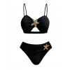 Ensemble maillot de bain bikini de plage, soutien-gorge à découpe étoile de mer et culotte échancrée - Noir M | US 6