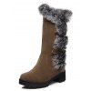 Colorblock Faux Fur Buckle Strap Snow Boots - Brun EU 35