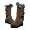 Colorblock Faux Fur Buckle Strap Snow Boots - Brun EU 35