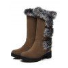Colorblock Faux Fur Buckle Strap Snow Boots - Brun EU 43