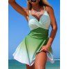 Maillot de bain une pièce de plage à imprimé ombré croisé froncé - Vert clair S | US 4