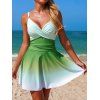 Maillot de bain une pièce de plage à imprimé ombré croisé froncé - Vert clair L | US 8
