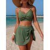 Maillot de bain tankini de plage uni avec jupe à nœud papillon torsadé, maillot de bain de vacances - Vert profond L | US 8