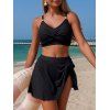 Maillot de bain tankini de plage uni avec jupe à nœud papillon torsadé, maillot de bain de vacances - Noir L | US 8