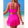 Maillot de bain tankini de plage uni avec jupe à nœud papillon torsadé, maillot de bain de vacances - Rouge Rose S | US 4