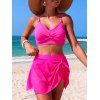Maillot de bain tankini de plage uni avec jupe à nœud papillon torsadé, maillot de bain de vacances - Rouge Rose L | US 8