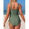 Maillot de bain une pièce de plage à motif géométrique ajouré et taille haute - Vert profond L | US 8