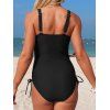 Maillot de bain une pièce de plage à motif géométrique ajouré et taille haute - Noir S | US 4