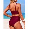 Maillot de bain tankini de plage uni, culotte froncée et torsadée, maillot de bain de vacances - Rouge Vineux XL | US 10