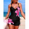 Maillot de bain tankini de plage à imprimé floral Lily, shorty resserré, maillot de bain de vacances - Rouge Rose XXL | US 12
