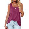 Débardeur chiné à ourlet arrondi et col carré, style décontracté - Rose Vif XXL | US 12