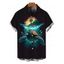 Chemise de vacances pour homme, imprimé paysage de plage avec tortues, chemise boutonnée - Noir 5XL
