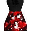 Robe de Saint-Valentin à imprimé cœurs colorés et fronces colorblock - Rouge Vineux XXXXXL | US 20